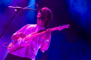 FARO, PORTUGAL: 9 Eylül 2023 - Müzik grubu Ganso, Portekiz 'in Faro kentinde düzenlenen büyük bir festival olan F festivalinde sahne aldı..