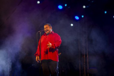 FARO, PORTUGAL: 9 Eylül 2023 - Fado şarkıcısı Ricardo Ribeiro, Portekiz 'in Faro kentinde düzenlenen büyük bir festival olan F festivalinde sahne aldı..