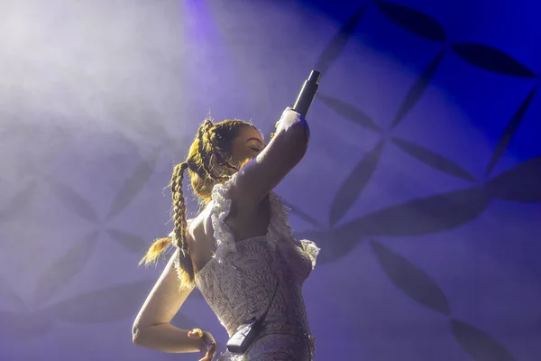 stock image FARO, PORTUGAL: 9th SEPTEMBER, 2023 - Music band, Barbara Tinoco, performs on Festival F, a big festival on the city of Faro, Portugal.