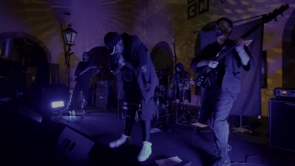 Фаро Портгалия Сентября 2023 Музыкальная Группа Pull Trigger Выступает Festival — стоковое видео