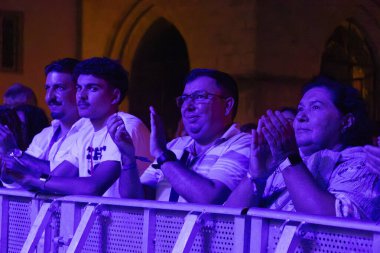 FARO, PORTUGAL: 5 Eylül 2024 - Portekiz 'in Faro kentinde düzenlenen büyük bir festival olan F Müzik Festivali' nde seyirci müzik sanatçısı