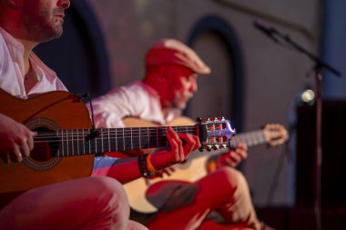 FARO, PORTUGAL: 7 Eylül 2024 - Müzik sanatçısı, Al Guitar Duo, Portekiz 'in Faro kentinde düzenlenen büyük bir festival olan F festivalinde sahne aldı..