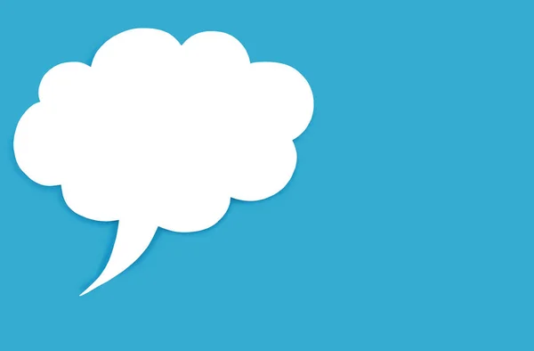 Speech bubble in the form of a cloud on a blue background. Free space for text. White speech bubble with text writing option. The concept of speech communication on the Internet. Communication sign