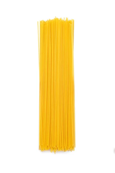 Длинные Сырые Спагетти Белом Изолированном Фоне Итальянское Блюдо Пшеницы Дурум — стоковое фото