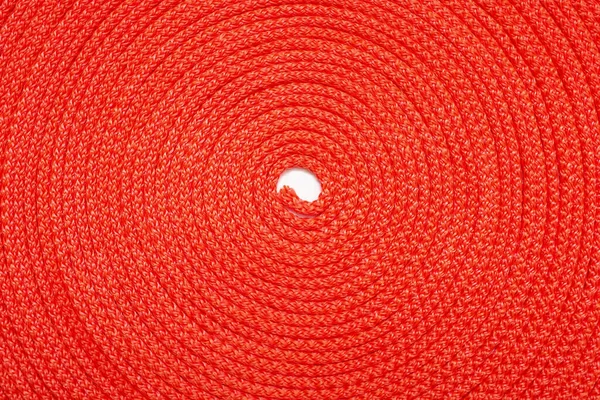 Fondo Cuerda Roja Retorcida Círculo Textura Cuerda Nylon Rojo Cerca — Foto de Stock
