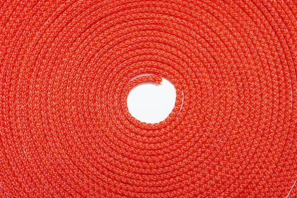 Sfondo Corda Rossa Attorcigliato Cerchio Texture Corda Nylon Rosso Vicino — Foto Stock