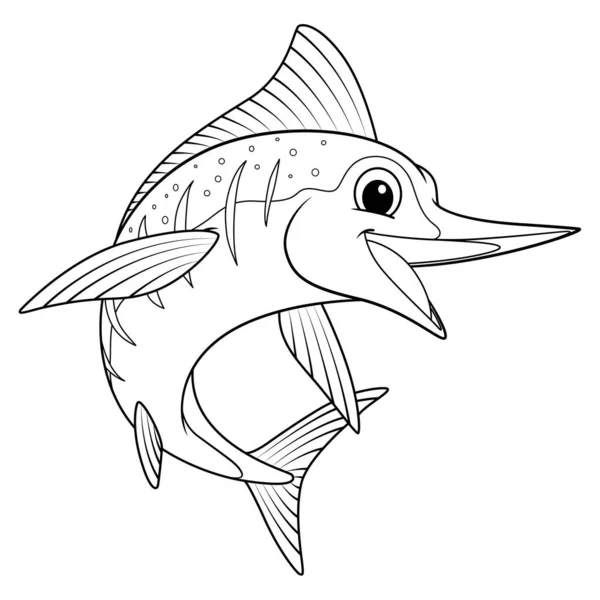 Piccola Illustrazione Animale Del Fumetto Del Pesce Marlin — Vettoriale Stock