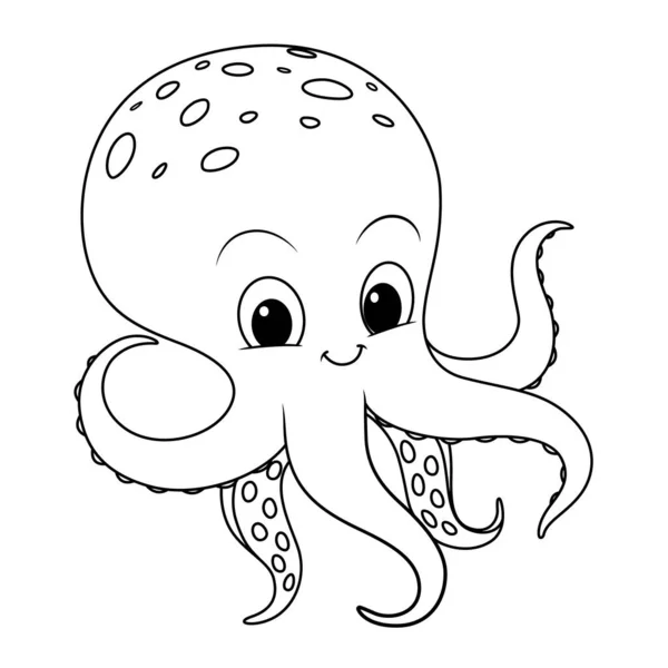 Little Octopus Cartoon Animal Illustration — Stockový vektor