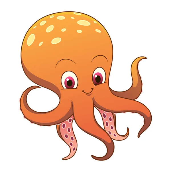 Little Octopus Cartoon Animal Illustration — Stock Vector