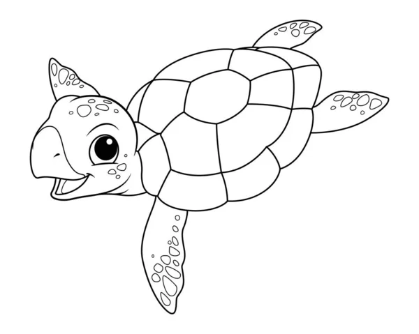 Kleine Meeresschildkröte Cartoon Animal Illustration — Stockvektor