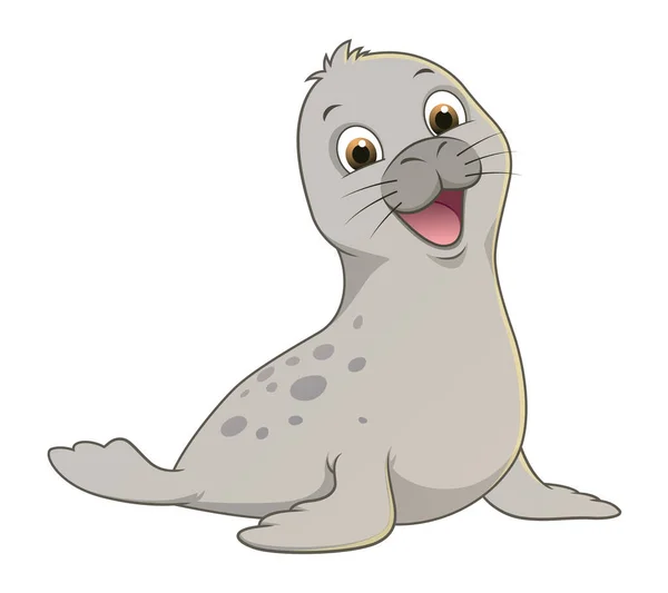 Little Seal Cartoon Animal Illustration — Stock Vector