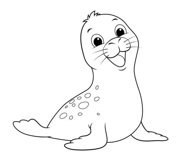 小海豹卡通动物图解Bw — 图库矢量图片