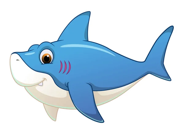 Pequeña Ilustración Animales Dibujos Animados Tiburón — Vector de stock