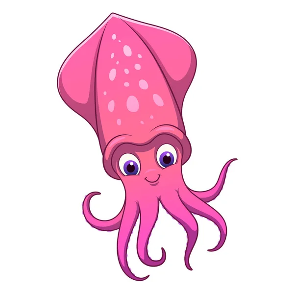 Little Squid Cartoon Animal Illustration — Stock Vector
