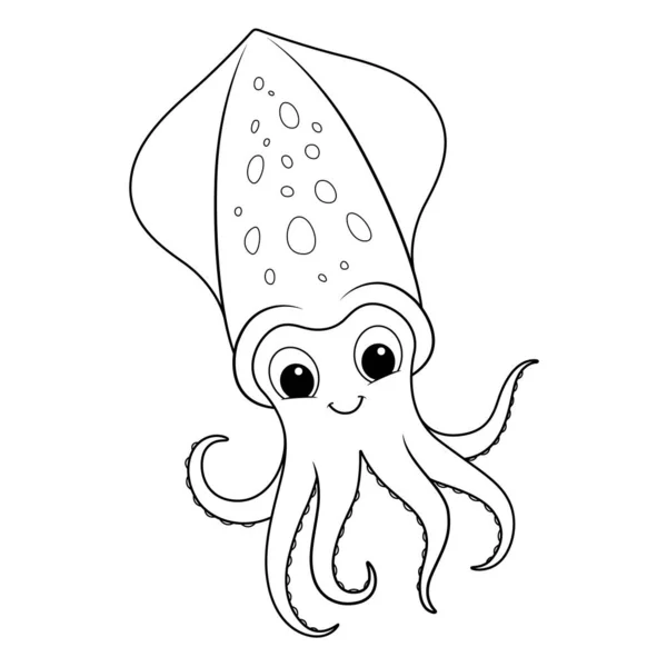 Little Squid Cartoon Animal Illustration — Stockový vektor