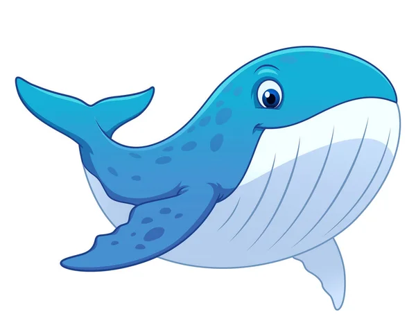 Little Blue Whale Cartoon Animal Illustration — 스톡 벡터