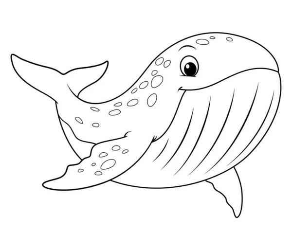 Little Blue Whale Cartoon Animal Illustration — Vetor de Stock
