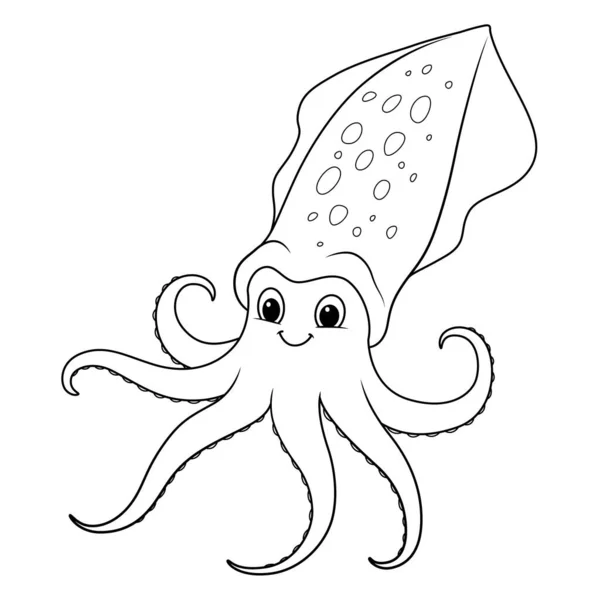 Squid Cartoon Animal Illustration — Stock Vector