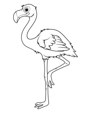 Flamingo Karikatür Hayvan Çizimi BW