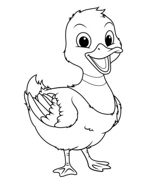 Küçük Mallard Duck Çizgi Film Hayvanı Çizimi