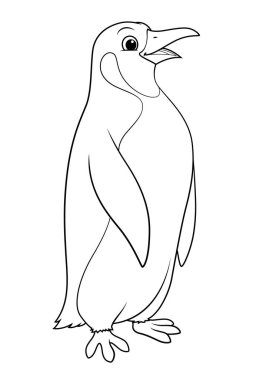 Penguin Cartoon Animal Illustration BW clipart