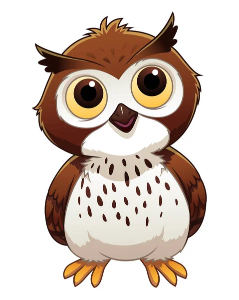 Little Owl Cartoon Animal Illustration — Stockový vektor