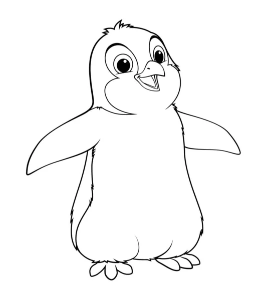小さなペンギン漫画動物イラスト — ストックベクタ