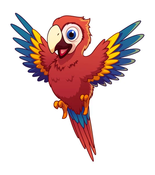 Little Scarlet Macaw Cartoon Animal Illustration — Stock Vector