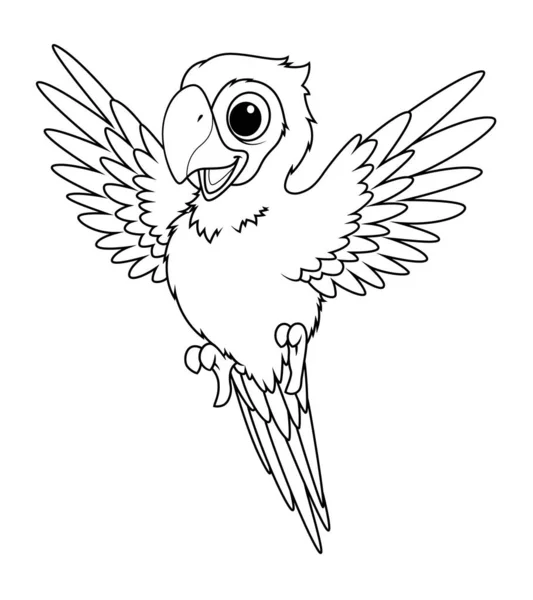 Little Scarlet Macaw Cartoon Animal Illustration — Vetor de Stock