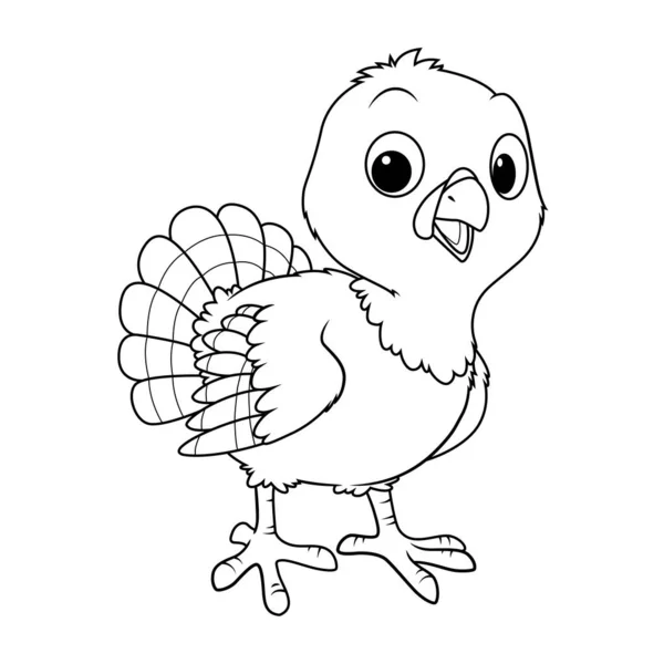 Little Turkey Cartoon Animal Illustration — Stockový vektor