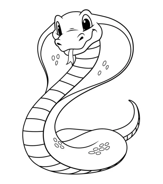 Pequeno Rei Cobra Desenhos Animados Ilustração Animal — Vetor de Stock