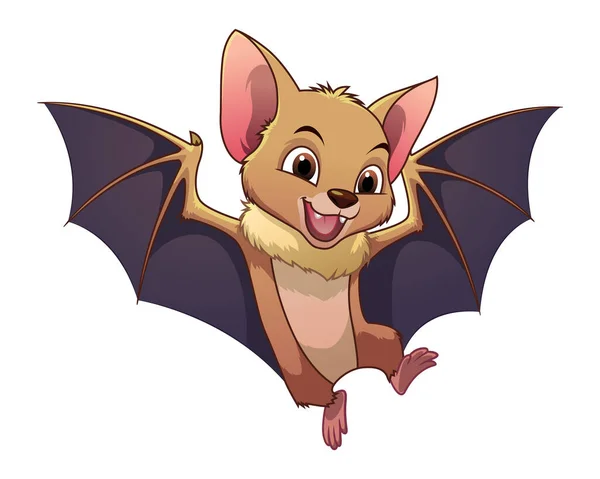 Little Fruit Bat Cartoon Animal Illustration — Stock Vector