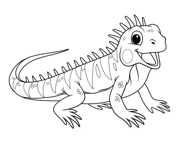 Mała Iguana Cartoon Animal Illustration — Wektor stockowy