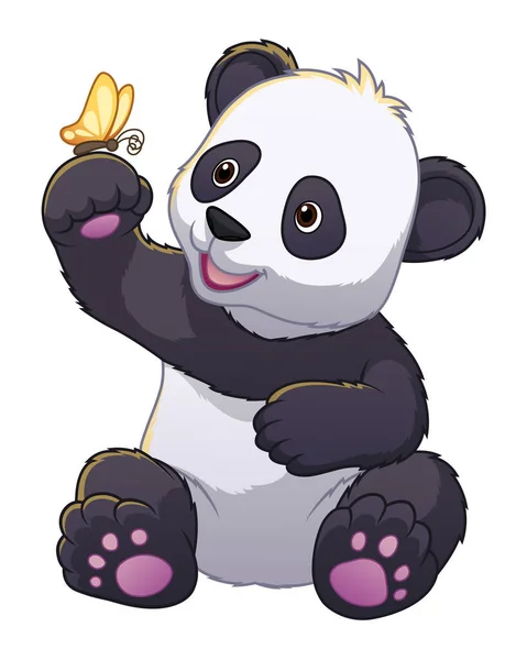 Illustrazione Animale Del Fumetto Dell Orso Del Panda Piccolo — Vettoriale Stock