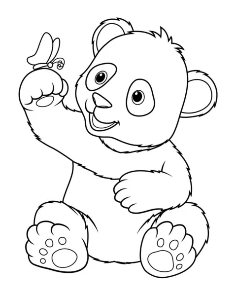 Pequeno Urso Panda Desenhos Animados Ilustração Animal —  Vetores de Stock