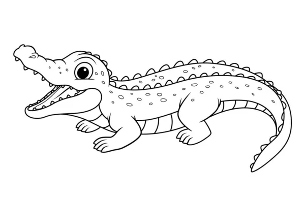 Little Alligator Γελοιογραφία Ζώων Εικονογράφηση Διανυσματικά Γραφικά