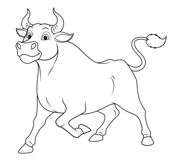 Black Bull Cartoon Animal Illustration — 스톡 벡터
