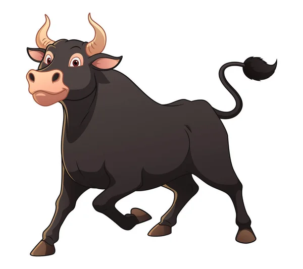 Czarny Byk Kreskówki Zwierząt Ilustracja — Wektor stockowy