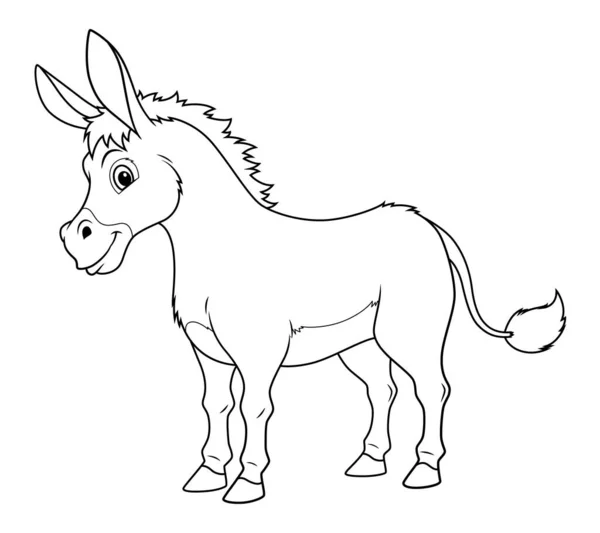 Donkey Cartoon Animal Illustration — 스톡 벡터