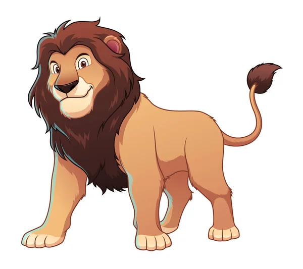 Ilustração Animal Dos Desenhos Animados Leão — Vetor de Stock