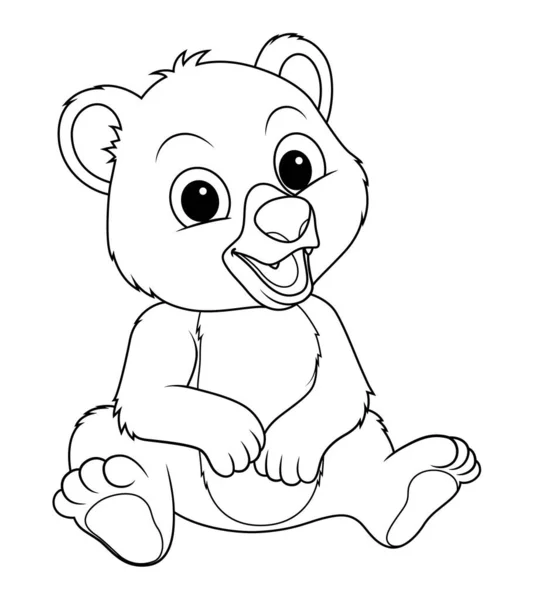 Pequeno Urso Marrom Desenhos Animados Ilustração Animal — Vetor de Stock