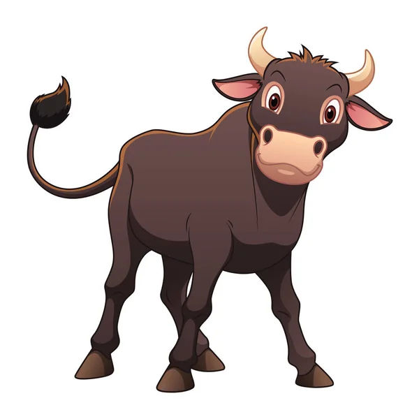 Pequeña Ilustración Animal Dibujos Animados Toro Negro — Vector de stock