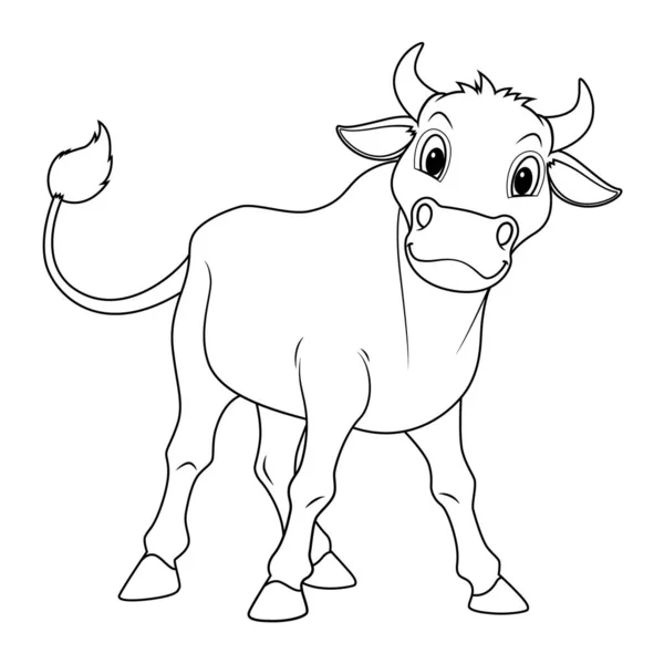 Little Black Bull Cartoon Animal Illustration — Stockvektor
