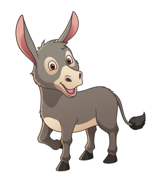 Little Donkey Cartoon Animal Illustration — 스톡 벡터