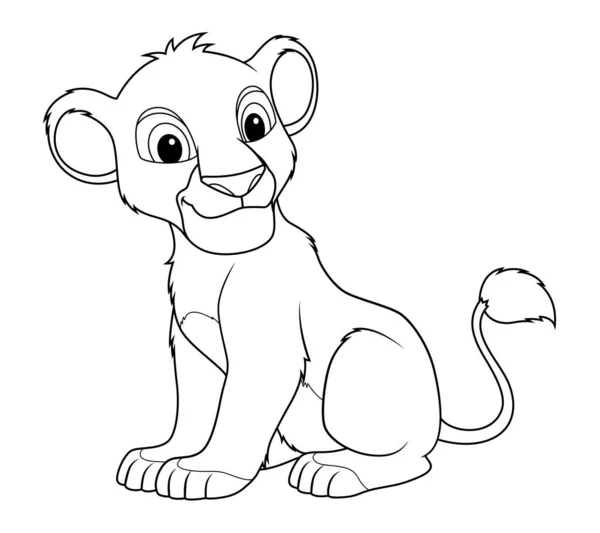 Little Lion Cartoon Animal Illustration — Vetor de Stock