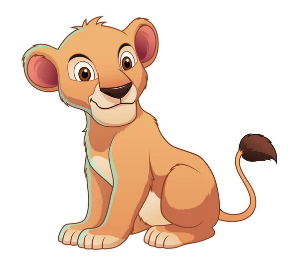 Ilustração Animal Dos Desenhos Animados Leão Pequeno — Vetor de Stock