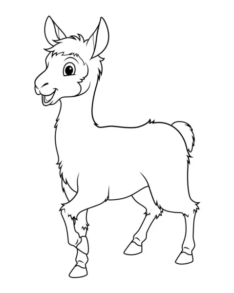 Liten Llama Tecknad Djur Illustration — Stock vektor