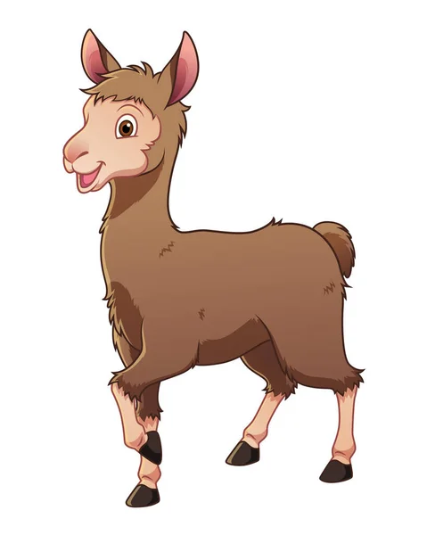 Pequeña Llama Dibujos Animados Ilustración Animal — Vector de stock
