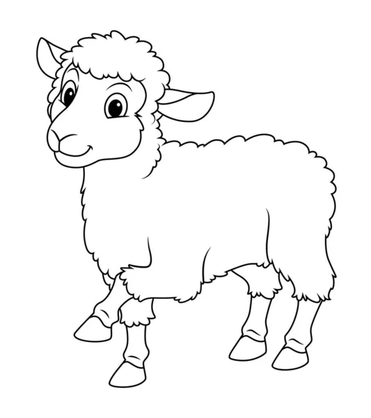 Pequeña Oveja Blanca Dibujos Animados Animal Ilustración — Vector de stock