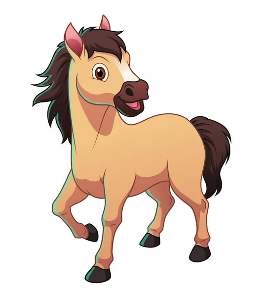 Μικρό Άλογο Άλογο Γελοιογραφία Ζώων Εικονογράφηση — Διανυσματικό Αρχείο